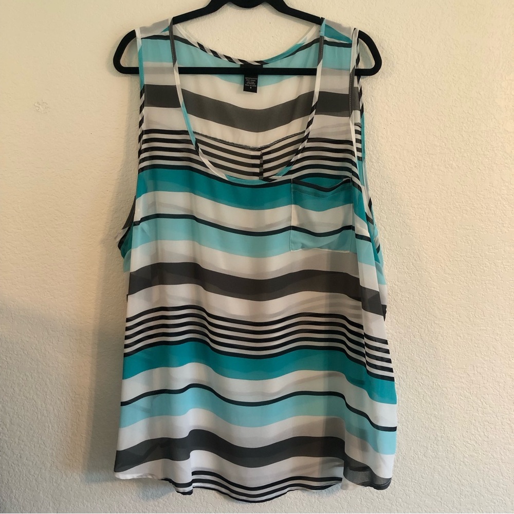 Torrid Sheer Striped Pocket Tank Top